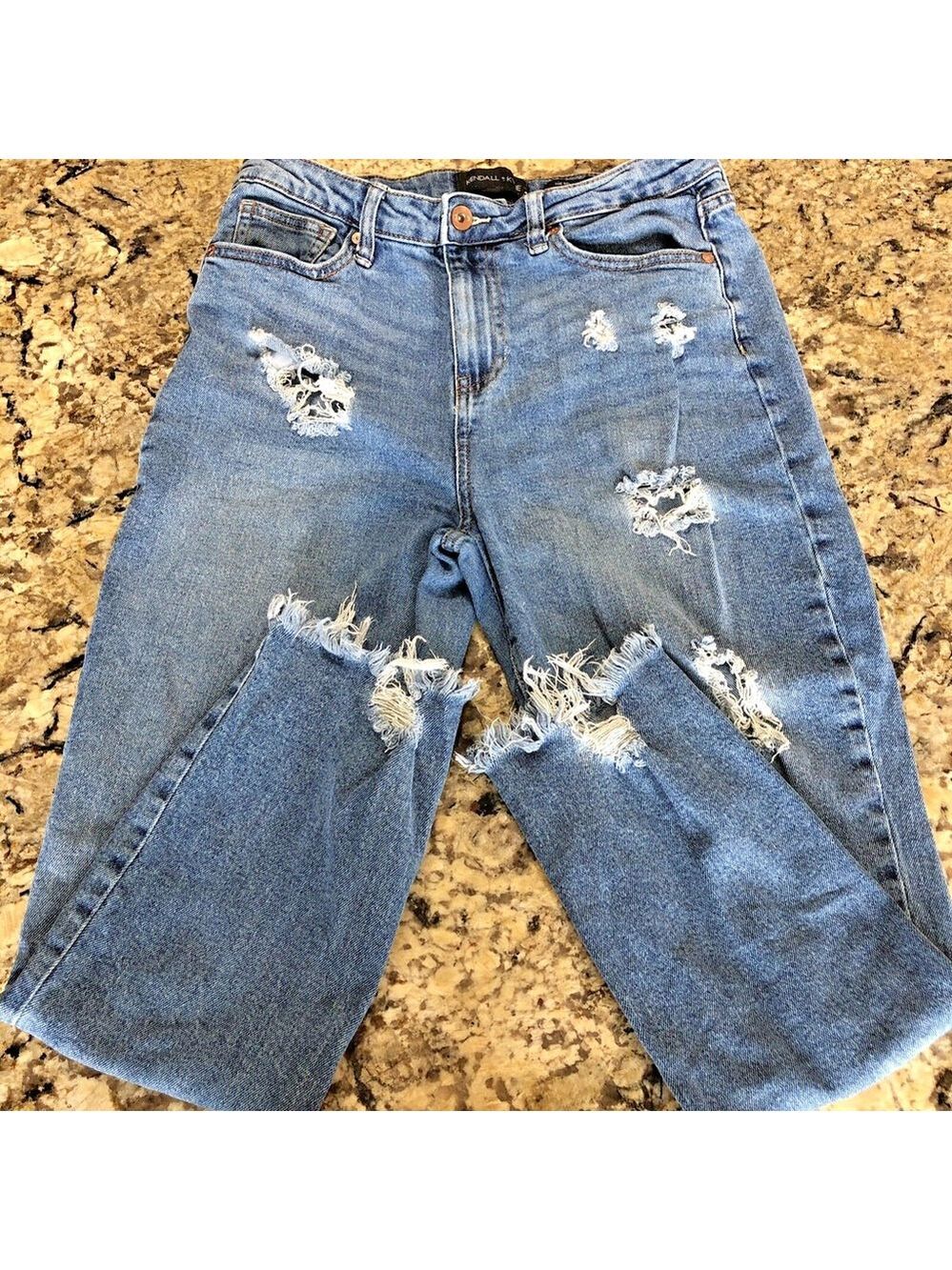 Size 9 X 25 Kendall And Kylie Womens Jeans Denim Relaxed Skinny Rips Grunge
